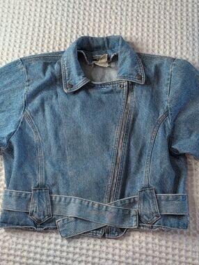 Rockies Vintage Cotton Light Blue Asymmetrical Denim Jacket Made In USA